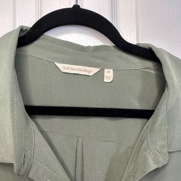 Soft Surrounding Sage Green 100% Silk Button Up Shirt 2X - New without tags - Picture 4 of 7